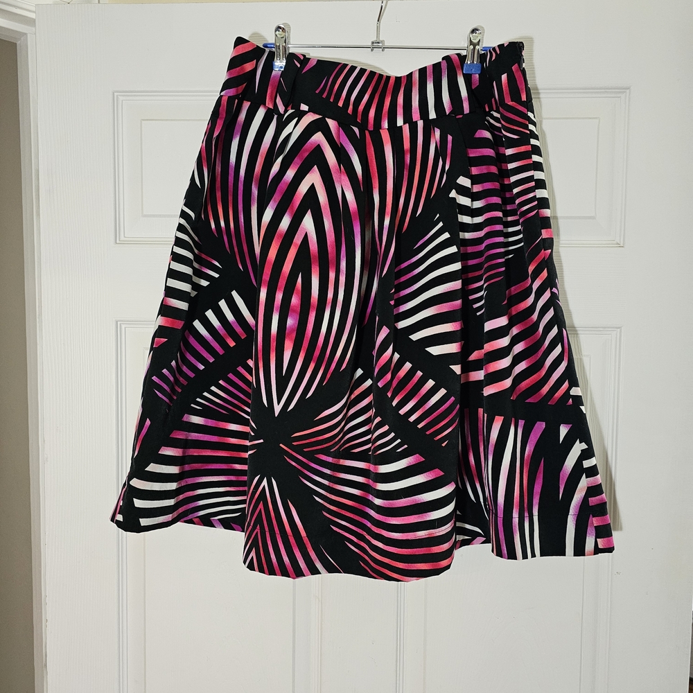 Worthington Black and Pink A-Line Skirt